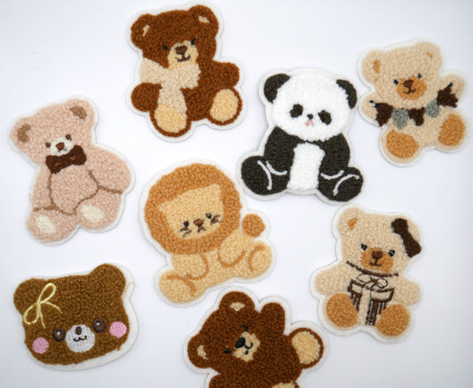 Teddy Bear Fuzzy Iron-On Embroidered Patch Pack (Set of 3)