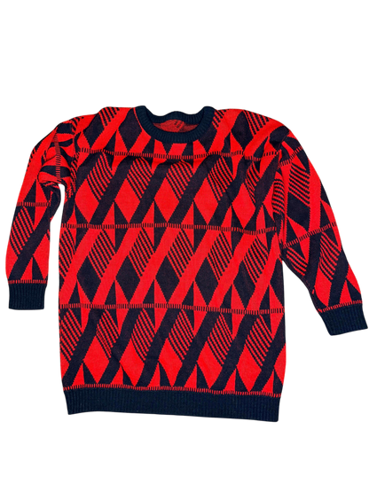 Vintage Black and red knit women's sweater size medium
