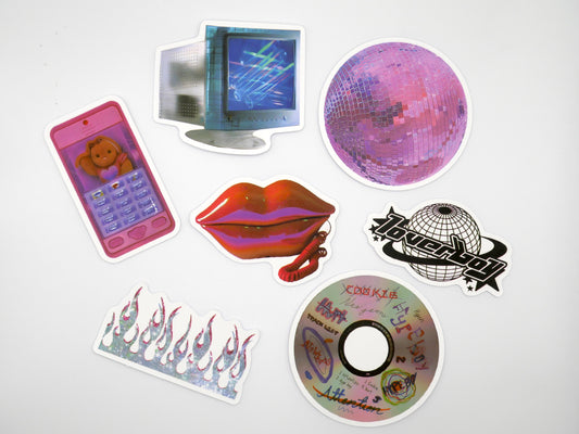 00s, Y2K Pink Themed Girly Stickers (Random Set of 10)